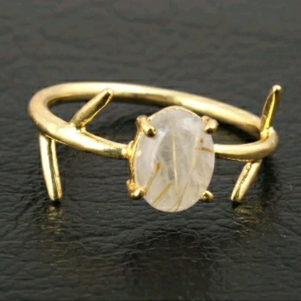 Golden Rutile thorn ring - Picture 3 of 6